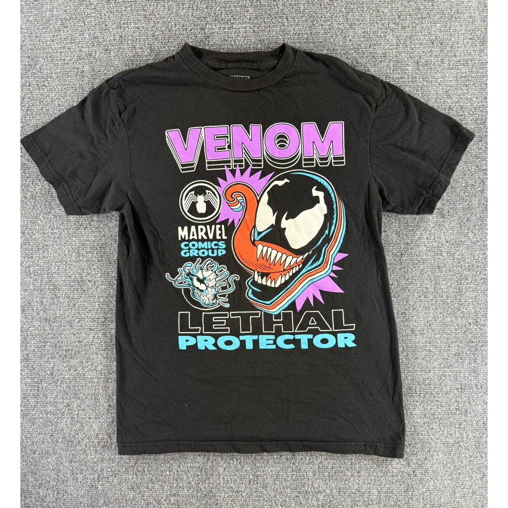 Marvel Venom Lethal Protector Graphic T-Shirt Black Mens Medium Retro Comic‎ Tee